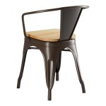 Lancaster Table & Seating Alloy Copper Indoor Arm Chair with Natural Wood Seat