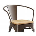 Lancaster Table & Seating Alloy Copper Indoor Arm Chair with Natural Wood Seat