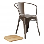 Lancaster Table & Seating Alloy Copper Indoor Arm Chair with Natural Wood Seat