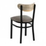 Lancaster Table & Seating Boomerang Black Finish Chair with Dark Gray Vinyl Seat and Driftwood Back