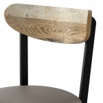Lancaster Table & Seating Boomerang Black Finish Chair with Dark Gray Vinyl Seat and Driftwood Back