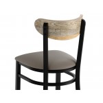 Lancaster Table & Seating Boomerang Black Finish Chair with Dark Gray Vinyl Seat and Driftwood Back