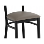 Lancaster Table & Seating Boomerang Black Finish Chair with Dark Gray Vinyl Seat and Driftwood Back