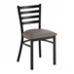 Lancaster Table & Seating Boomerang Black Finish Chair with Dark Gray Vinyl Seat and Driftwood Back