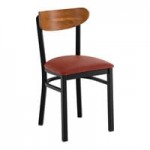 Lancaster Table & Seating Boomerang Black Finish Chair with Dark Gray Vinyl Seat and Driftwood Back