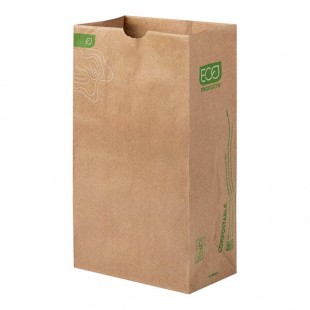 Eco-Products 6 lb. Kraft Compostable Paper Bag - 400/Case Eco-Products 6 lb. Kraft Compostable Paper Bag - 400/Case