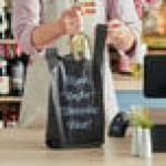 Choice .98 Mil Black Italic Thank You Extra Heavy-Duty Plastic Liquor Bag - 1,000/Case
