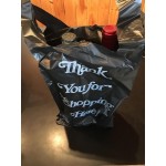 Choice .98 Mil Black Italic Thank You Extra Heavy-Duty Plastic Liquor Bag - 1,000/Case