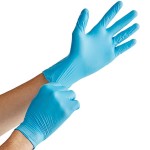 Noble Powder-Free Disposable Blue Hybrid 3.5 Mil Thick Gloves - Medium - 1,000/Case