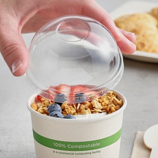 World Centric 8 oz. Clear Compostable PLA Domed Lid - 1,000/Case