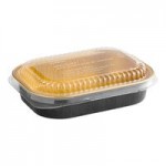 Durable Packaging 9553-SL-50 Smoothwall Silver Large Entree / Take-Out Pan with Dome Lid 65.6 oz. - 50/Case