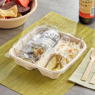 Stalk Market Plastic Dome Lid for 3-Compartment Fiber Containers - 200/Case