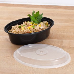 Pactiv Newspring OC16B 16 oz. Black VERSAtainer Oval Microwavable Container with Lid - 150/Case Pactiv Newspring OC16B 16 oz. Black VERSAtainer Oval Microwavable Container with Lid - 150/Case