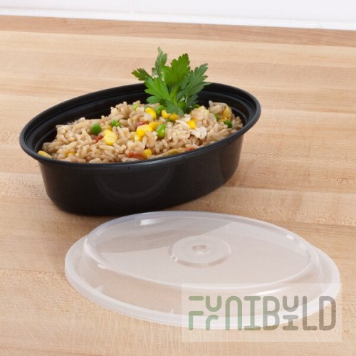 Pactiv Newspring OC16B 16 oz. Black VERSAtainer Oval Microwavable Container with Lid - 150/Case