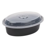 Pactiv Newspring OC16B 16 oz. Black VERSAtainer Oval Microwavable Container with Lid - 150/Case