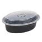 Pactiv Newspring OC16B 16 oz. Black VERSAtainer Oval Microwavable Container with Lid - 150/Case