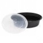 Pactiv Newspring OC16B 16 oz. Black VERSAtainer Oval Microwavable Container with Lid - 150/Case