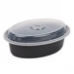 Pactiv Newspring OC16B 16 oz. Black VERSAtainer Oval Microwavable Container with Lid - 150/Case