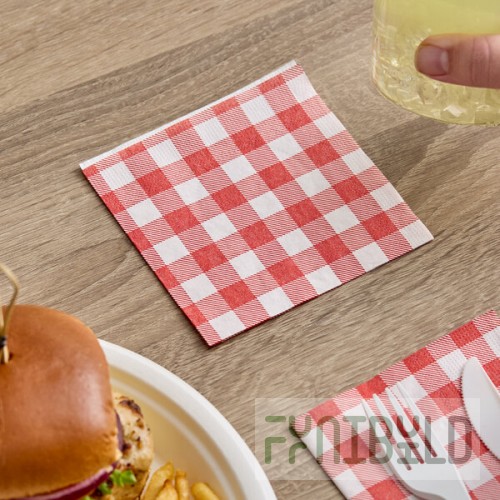 Choice Red Gingham 2-Ply Beverage / Cocktail Napkin - 1,000/Case