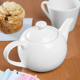 Libbey Slenda 14 oz. Royal Rideau White Porcelain Tea Pot with Lid - Sample Libbey Slenda 14 oz. Royal Rideau White Porcelain Tea Pot with Lid - Sample