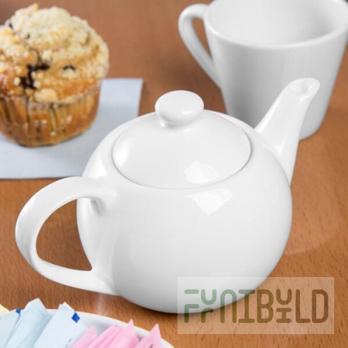Libbey Slenda 14 oz. Royal Rideau White Porcelain Tea Pot with Lid - Sample