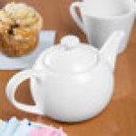 Libbey Slenda 14 oz. Royal Rideau White Porcelain Tea Pot with Lid - Sample