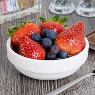 Libbey Slenda 6 oz. Royal Rideau White Stacking Porcelain Fruit Bowl - Sample Libbey Slenda 6 oz. Royal Rideau White Stacking Porcelain Fruit Bowl - Sample