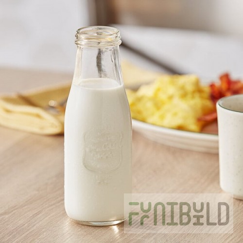 Acopa 14 oz. Embossed Glass Milk Bottle - 12/Case