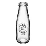 Acopa 14 oz. Embossed Glass Milk Bottle - 12/Case Acopa 14 oz. Embossed Glass Milk Bottle - 12/Case