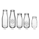 Acopa 14 oz. Embossed Glass Milk Bottle - 12/Case Acopa 14 oz. Embossed Glass Milk Bottle - 12/Case