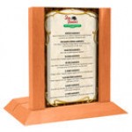 Menu Solutions WDAFR-A Weathered Walnut Wood Menu Holder / Tent with 4 Menu Solutions WDAFR-A Weathered Walnut Wood Menu Holder / Tent with 4