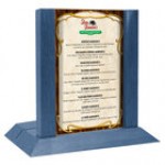 Menu Solutions WDAFR-A Weathered Walnut Wood Menu Holder / Tent with 4 Menu Solutions WDAFR-A Weathered Walnut Wood Menu Holder / Tent with 4