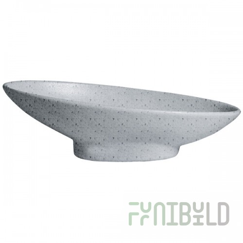 G.E.T. Enterprises BO204G Bugambilia 1.4 Qt. Classic Textured Finish Gray Granite Resin-Coated Aluminum Deep Medium Oval Sphere