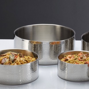 American Metalcraft DWBH16 Round Stainless Steel Double Wall Serving Bowl with Hammered Finish - 16 American Metalcraft DWBH16 Round Stainless Steel Double Wall Serving Bowl with Hammered Finish - 16