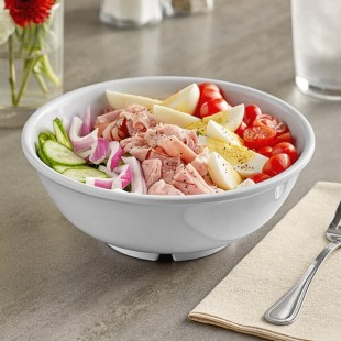 Acopa Foundations 32 oz. White Narrow Rim Melamine Salad Bowl - 12/Pack
