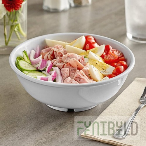 Acopa Foundations 32 oz. White Narrow Rim Melamine Salad Bowl - 12/Pack