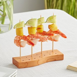 Acopa Mesa 14 Hole Dark Brown Wood Skewer / Cake Pop Holder