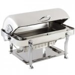 Bon Chef 18000G Elite Round 8 Qt. Dripless Round Stainless Steel with Gold Accents Roll Top Chafer with Lion Legs Bon Chef 18000G Elite Round 8 Qt. Dripless Round Stainless Steel with Gold Accents Roll Top Chafer with Lion Legs