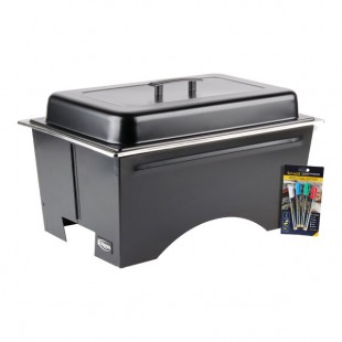 Sterno Full Size ChalkBoard Fold-Away WindGuard Chafer with Black Matte Finish, Full Size Pan, and Lid Sterno Full Size ChalkBoard Fold-Away WindGuard Chafer with Black Matte Finish, Full Size Pan, and Lid