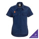 Mercer Culinary Metro Edge Women's Navy Blue Short Sleeve Brewer / Work Shirt - 2XL Mercer Culinary Metro Edge Women's Navy Blue Short Sleeve Brewer / Work Shirt - 2XL