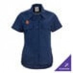 Mercer Culinary Metro Edge Women's Navy Blue Short Sleeve Brewer / Work Shirt - 2XL Mercer Culinary Metro Edge Women's Navy Blue Short Sleeve Brewer / Work Shirt - 2XL