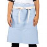Uncommon Chef 3117 Sky Blue Customizable 100% Cotton Canvas Moxie Waist Apron with Natural Webbing and 3 Pockets - 24
