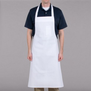 Chef Revival White Cotton Customizable Bib Apron with Pen Pocket - 36