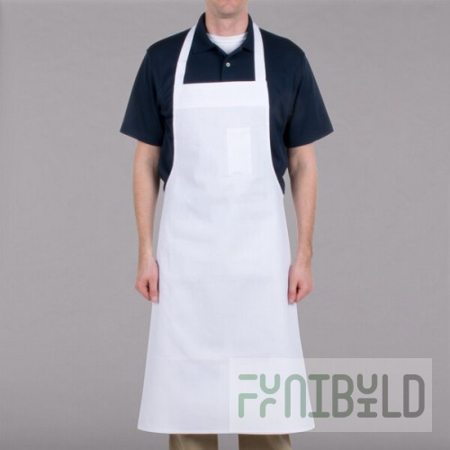 Chef Revival White Cotton Customizable Bib Apron with Pen Pocket - 36