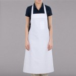 Chef Revival White Cotton Customizable Bib Apron with Pen Pocket - 36