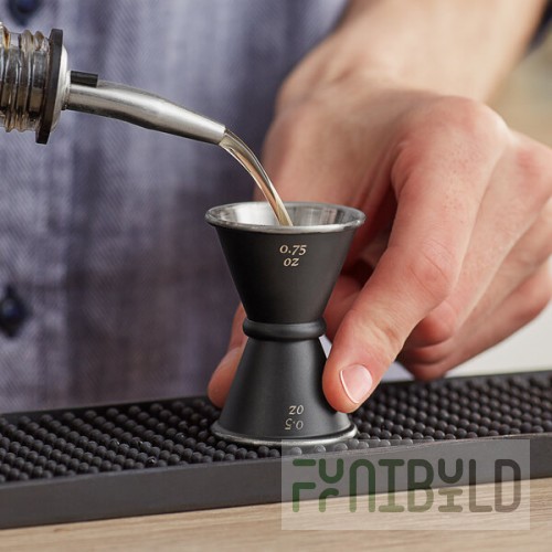 Acopa 0.5 oz. & 0.75 oz. Black Japanese Jigger