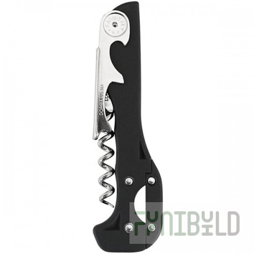 Franmara Boomerang Nickel-Plated Two-Step Waiter's Corkscrew with Soft-Touch Black Handle 2037NIC
