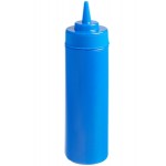 Choice 12 oz. Blue Wide Mouth Squeeze Bottle - 6/Pack