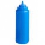 Choice 12 oz. Blue Wide Mouth Squeeze Bottle - 6/Pack