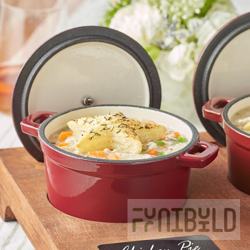 Valor 16 oz. Merlot Enameled Mini Cast Iron Pot with Cover